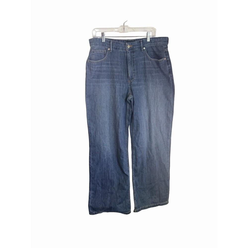 Free Assembly Jeans Size 12 Wide Leg High Rise Waist Medium Wash Preppy Zip